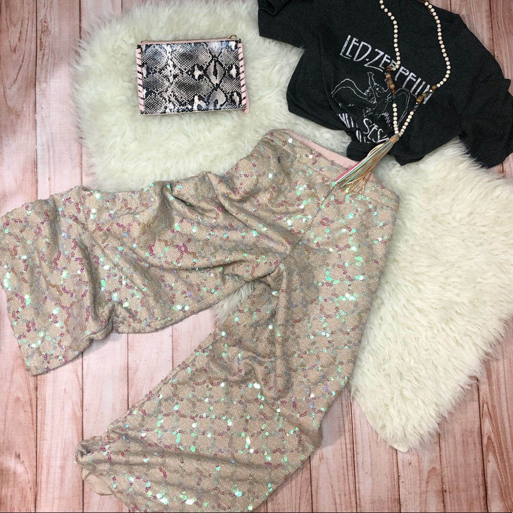 Anthropologie Blush Sequin Pants